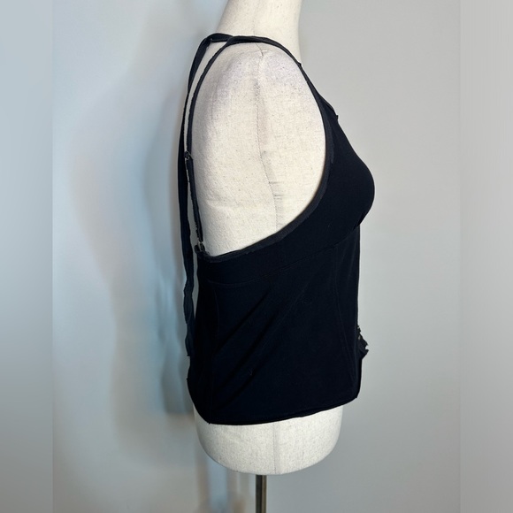 Sz XS We the Free Milo Solid tie halter brass functional button front top tank - Picture 4 of 8